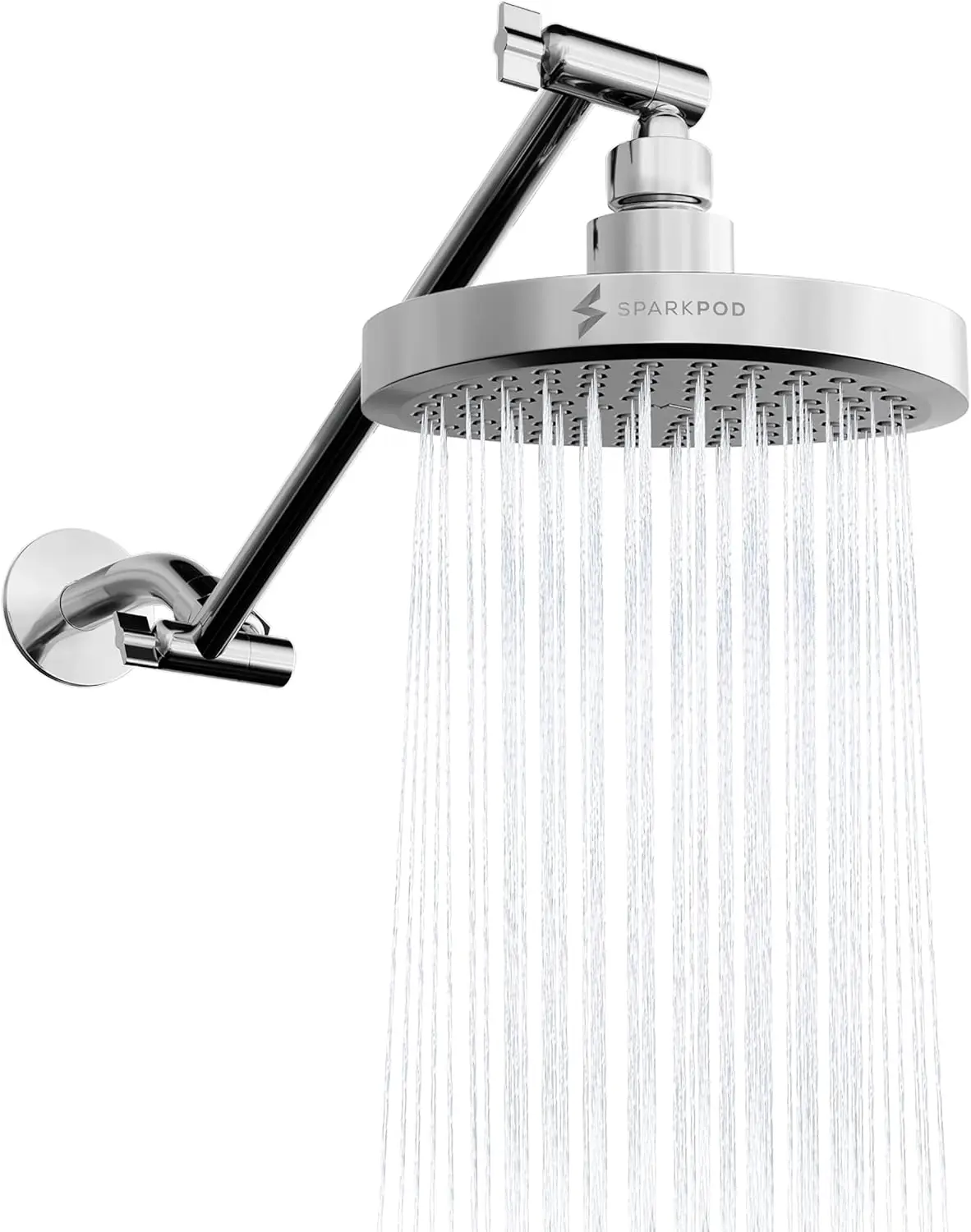 

Adjustable Round Rain Shower Head with High Pressure, Easy 1-Minute Installation, 11" Arm Extension in Polished Chrome