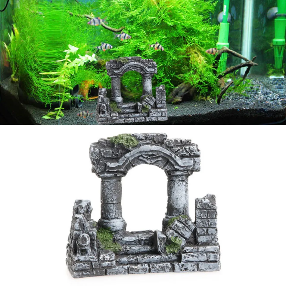 NONOR  Aquarium Fish Tank Stone Decoration Artificial Roman Column Ruins Castle Ornaments Decor Accessories декор для аквариума