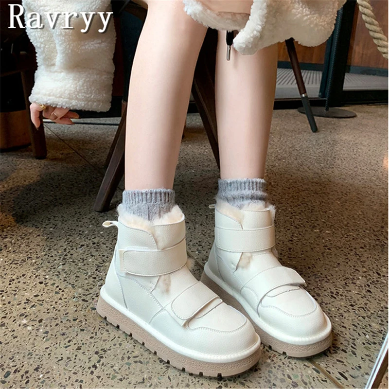 

Winter Women Short Plush Warm Snow Boots New Suede Fur Chelsea Ankle Boots Flats Platform Ladies Casual Shoes
