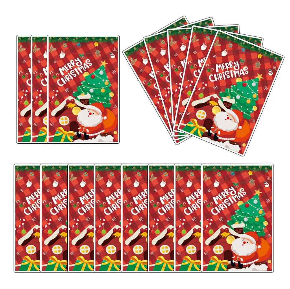 10pcs/lot Christmas Party Santa Claus Theme Surprise Bags Baby Shower Decoration Disposable Plastic Loot Gifts Bags