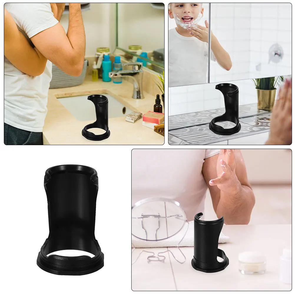 2 قطعة حامل فرشاة اللحية السوداء المحمولة فرشاة الحلاقة حامل إمدادات الحلاقة تخزين تجفيف الرف أداة التهيأ المنظم #4