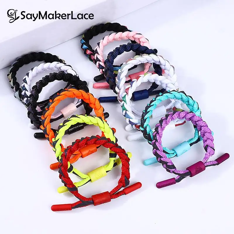 1PCS New Hand-woven Fashion Exquisite Woven Shoelaces Holographic Reflective Little Lion Bracelet