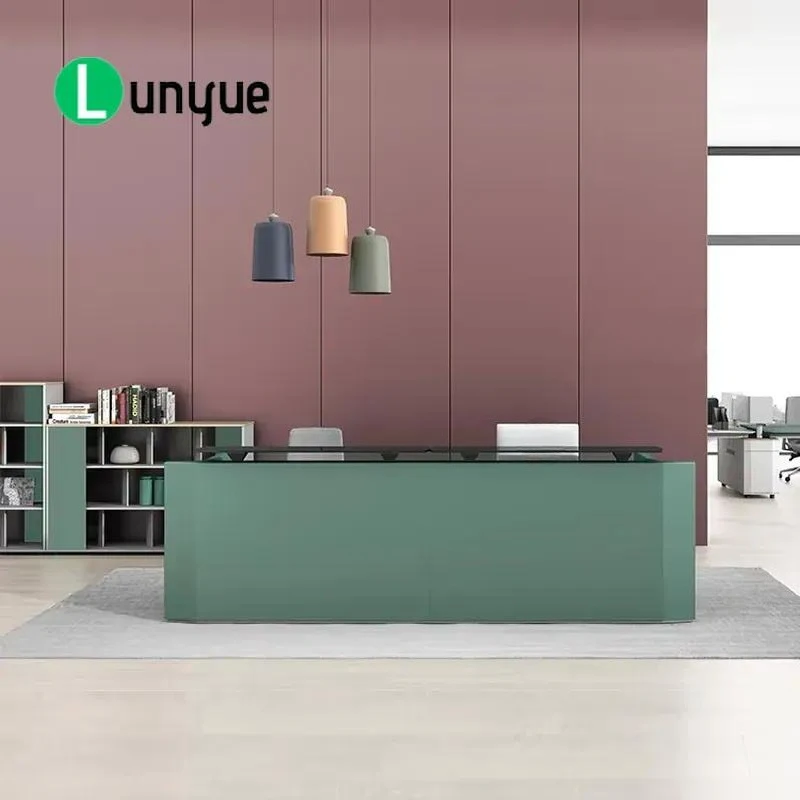 Modern L Shape Reception Desk Commercial Office Front Counter Lobby Furniture High Quality Custom Logo Available for Business