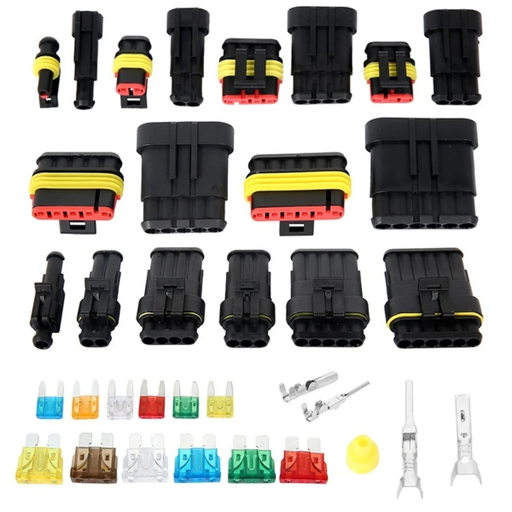 708/352/240/224PCS Car Auto Plug Connector Waterproof Terminal Wire Connector Plug Kit 1PC Self-Adjusting Crimp Plier Set