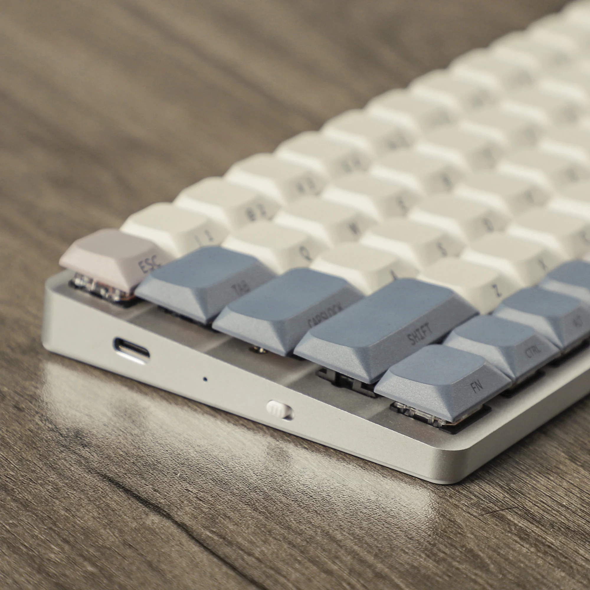 Imagem -02 - Ymdk-teclado Mecânico Retro Cinza Fino mx Pbt Keycap Impressão Lateral Corante para Nuphy 127 87 96 104