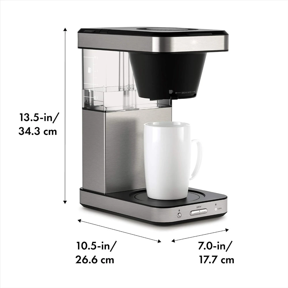 Cafeteira preta de aço inoxidável, Brew 8 Cup Coffees Makers, Função térmica auto limpa