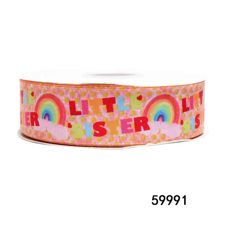 (50yards) Rainbow Sister Cartoon Grosgrain Ribbon for Hairbows Gift Box Packaging