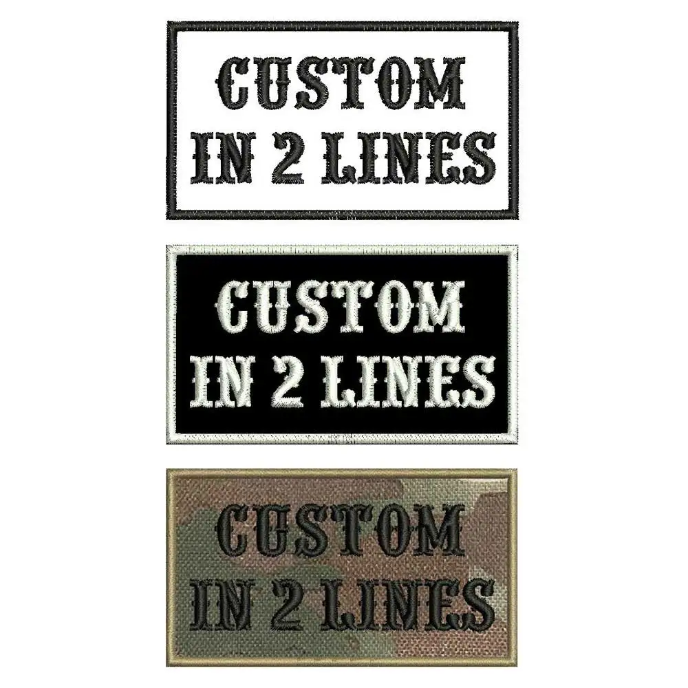 Custom 2 Lines Name Tags  Army Blood Number ID Badage Embroidered Patch with Merrow Border Hook Backing