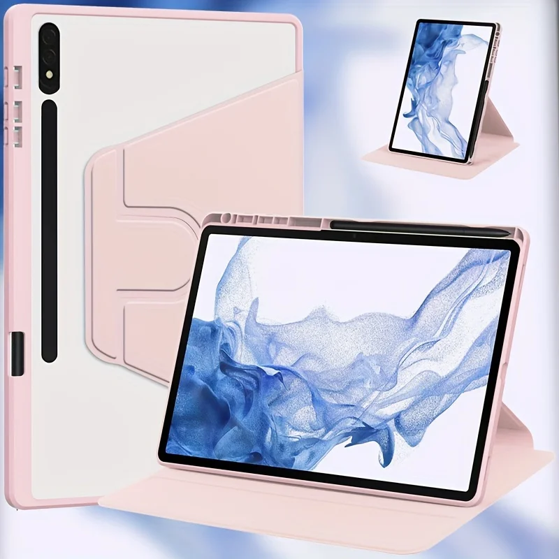 

360° Rotating Case for Samsung Galaxy Tab S7 Plus S7 FE S8 Plus S9 FE Plus 12.4 with Pencil Holder, Auto Wake/Sleep