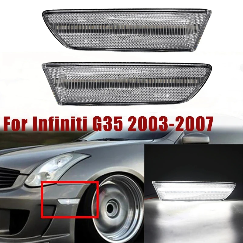 2Pcs Sequential Switchback LED Side Marker Signal Lights For 2003-2007 Infiniti G35 Coupe For Two-Door Car T10 Plug