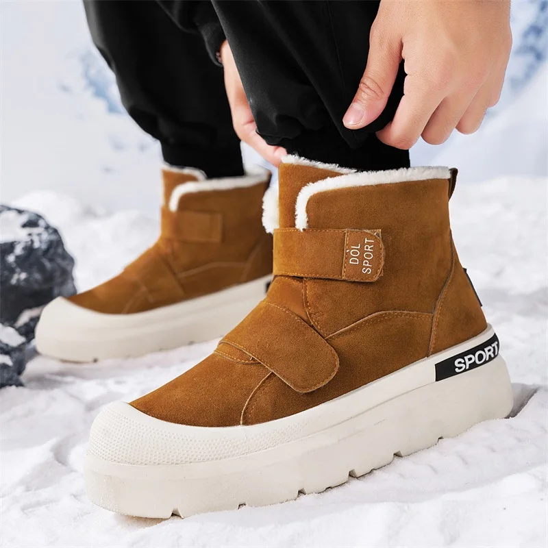 2024 Winter Fashion Snow Boots Men's High Top Trendy Warm and Velvet Cotton Shoes Anti Slip Casual Thick Bottom Versatile Trendy