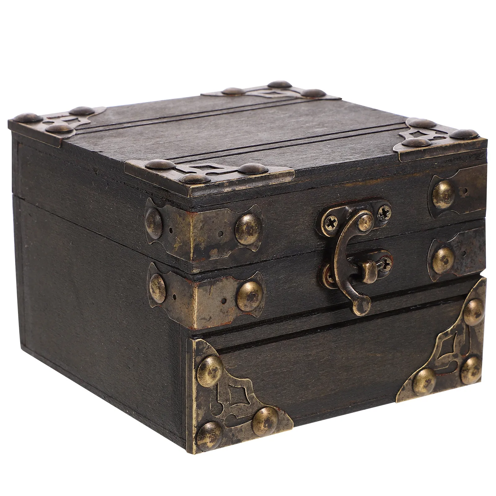 

Vintage Trinket Box Wooden Retro Jewelry Chest for Keepsakes Small Valuables Home Decoration Film Prop Organizing Display Box