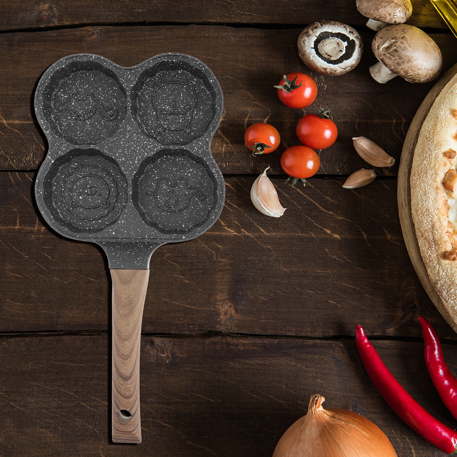 

1pc Egg Making Pot Non-Stick Multi-Hole Fried Eggs Mold Kitchen Accessory Smooth Edges Wear-Resistant Bottom Breakfast