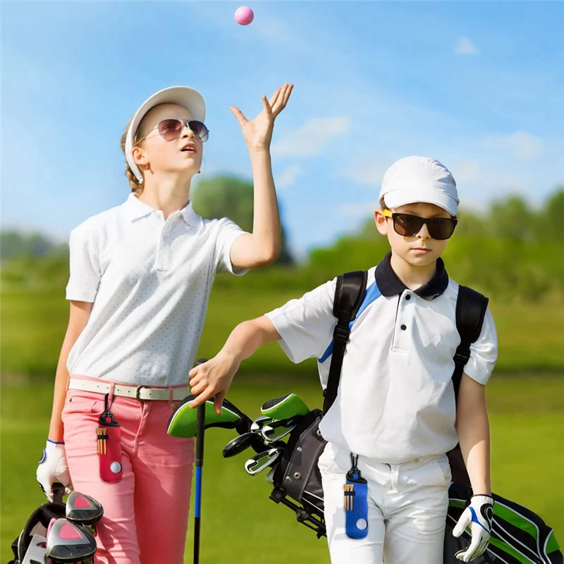 

B06C-4 Pieces Golf Tee Holder Golf Ball Carry Bag Pouch Golf Ball Holder Keychain Belt Clip Golf Gifts Accessories