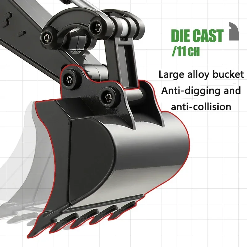 Vehículo eléctrico de excavadora RC 1:18, modelo grande de aleación, máquina de gancho, vehículo de ingeniería de 11 canales, regalos de juguete de Navidad