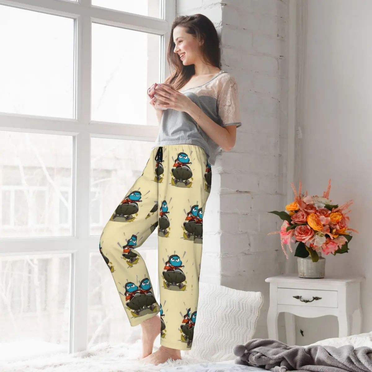 سروال بيجامة نسائي مخصص The Amazing World of Gumball مطبوع عليه رسوم كرتونية مضحكة ملابس نوم مع جيوب