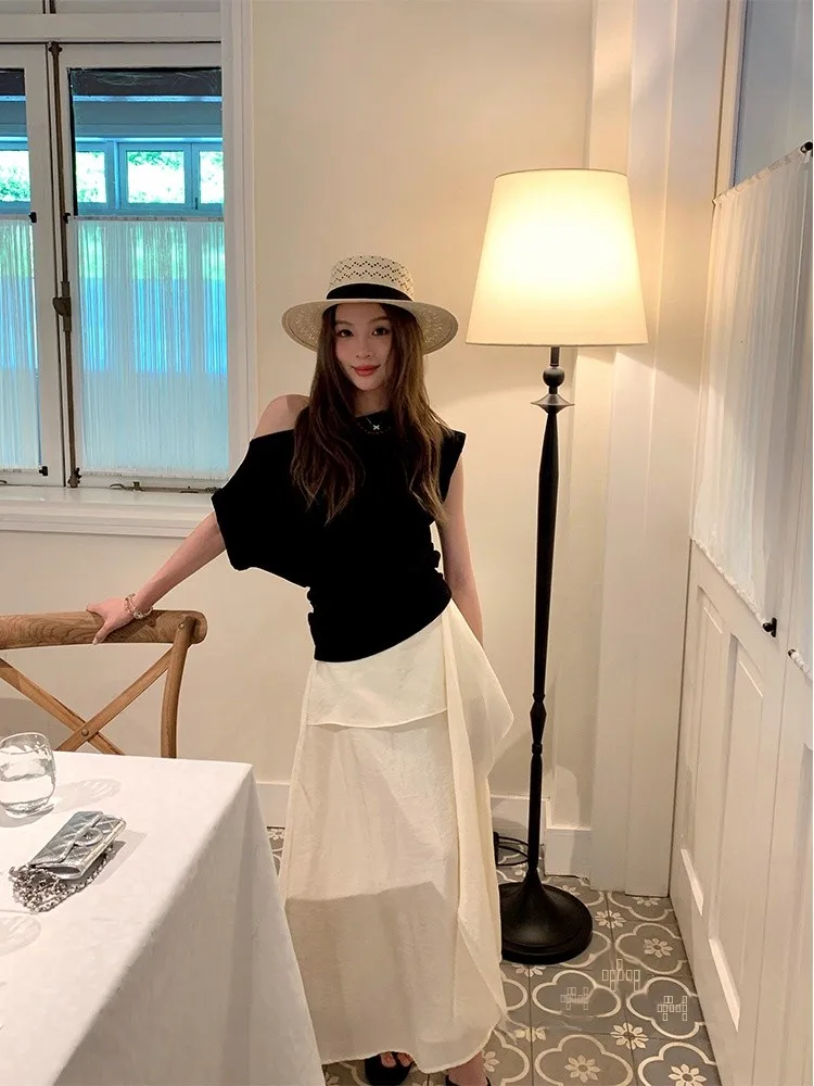 

Новая женская длинная юбка с высокой талией персикового цвета для похудения от бренда QiangKou PaoCai, весна-лето