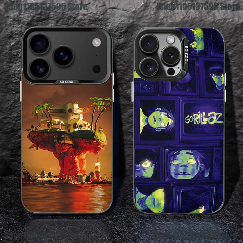 

G-Gorillaz Rock Band Cartoon Phone Case For iPhone 17,16,15,14,13,12,11,Pro,XS,Max,Plus,Mini,SE4,E Black Matte Shockproof Cover
