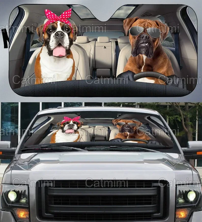 Boxer Sun Shade, Boxer Gift, Boxer Lover, Car Decoration, Mother Gift, Gifts For Him