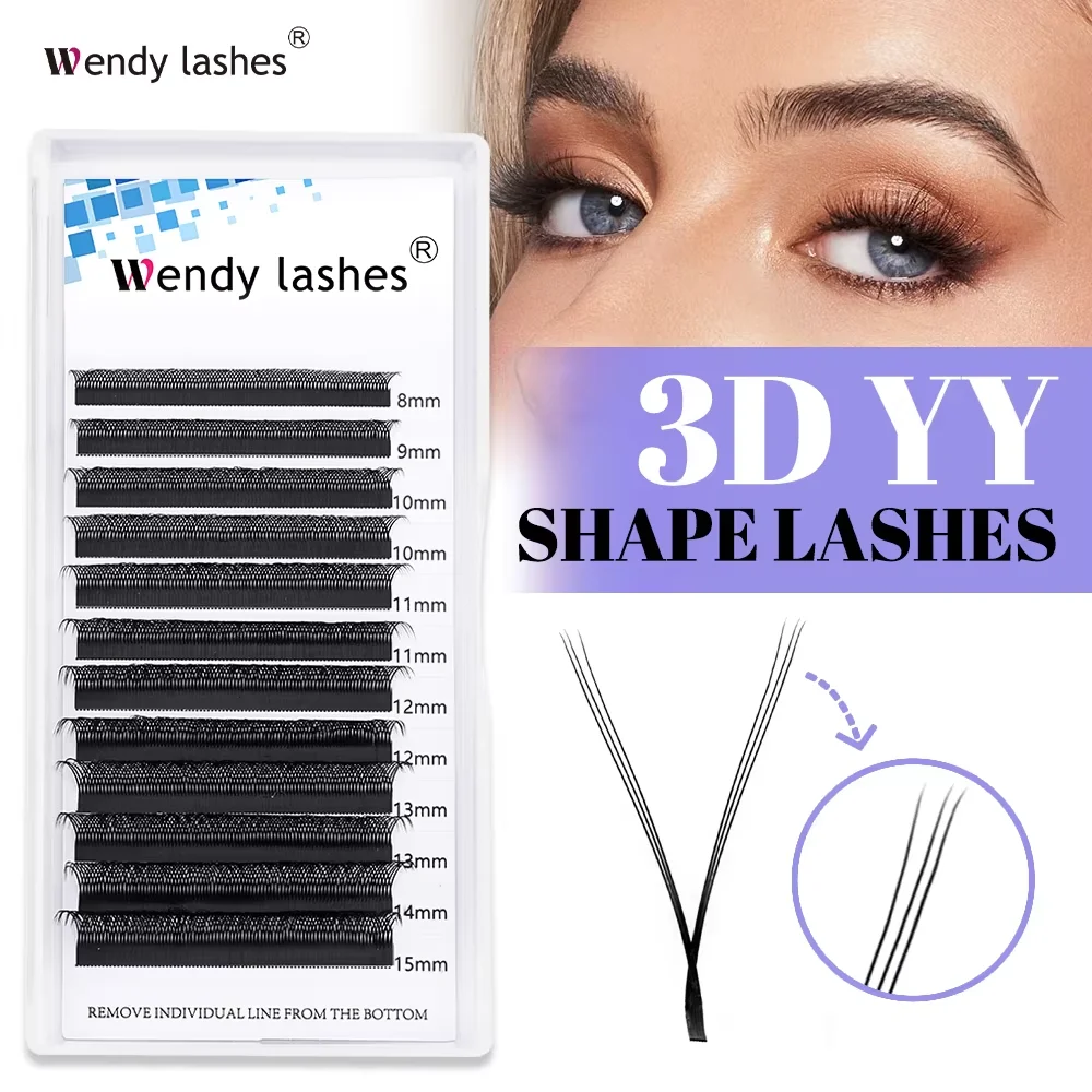 Wendy Lashes 5pcs 3D YY Shape 3 Split Tips Eyelash Soft BASF Lash C/D/DD Natural  High Quality Premade Fans Lash Extension