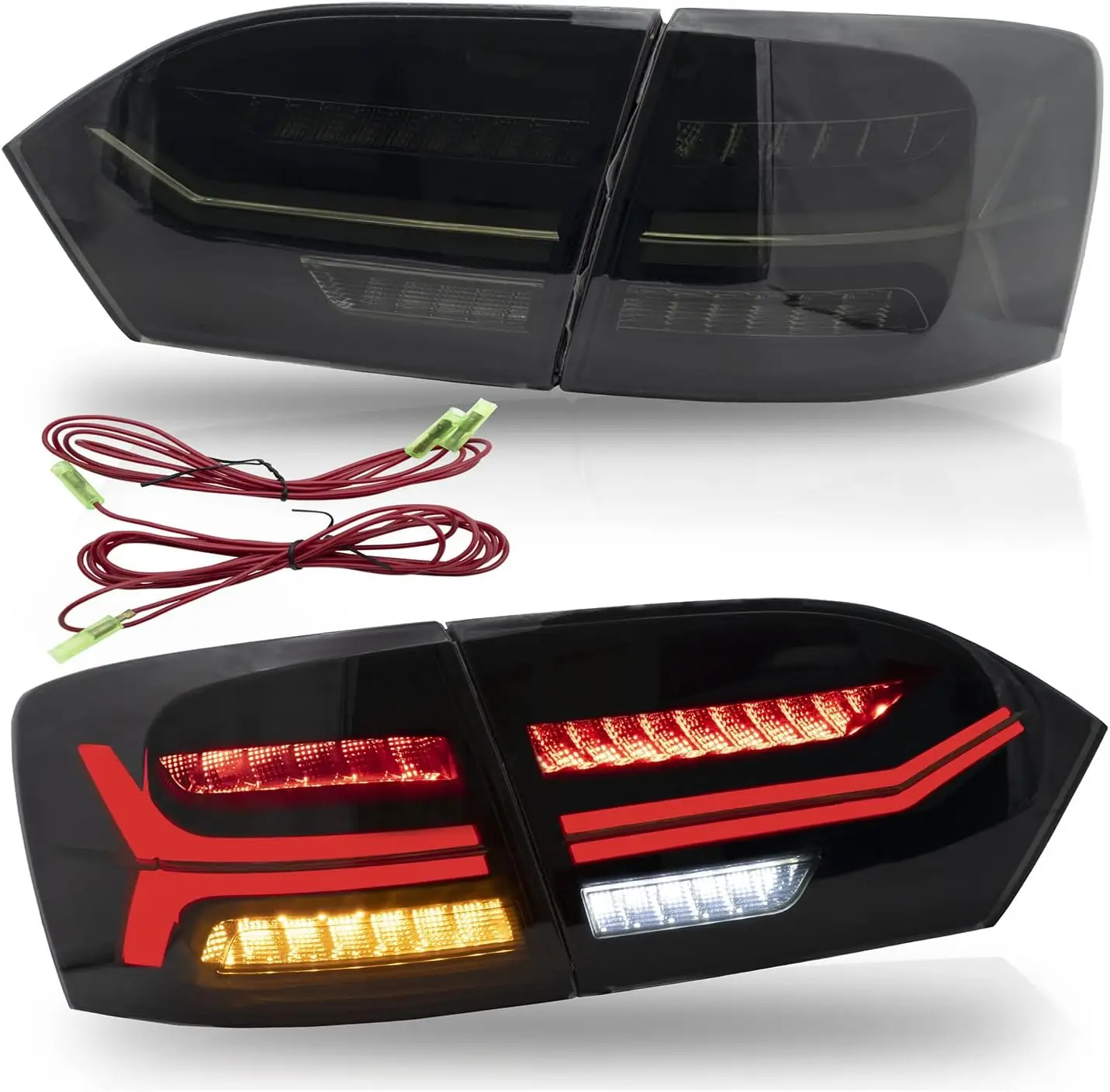 

Led Tail lights Fit for Jetta 2011-2014 Sagitar 12-14 (Not Fit GLI &Led Version), Full LED Rear Lamp Assembly，Smoked