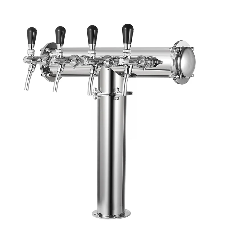Factory Direct 2026 4-Way T Type Beer Tower,Home Bar Beer Column Craft Beer Dispenser with 5/8 Inner Thread