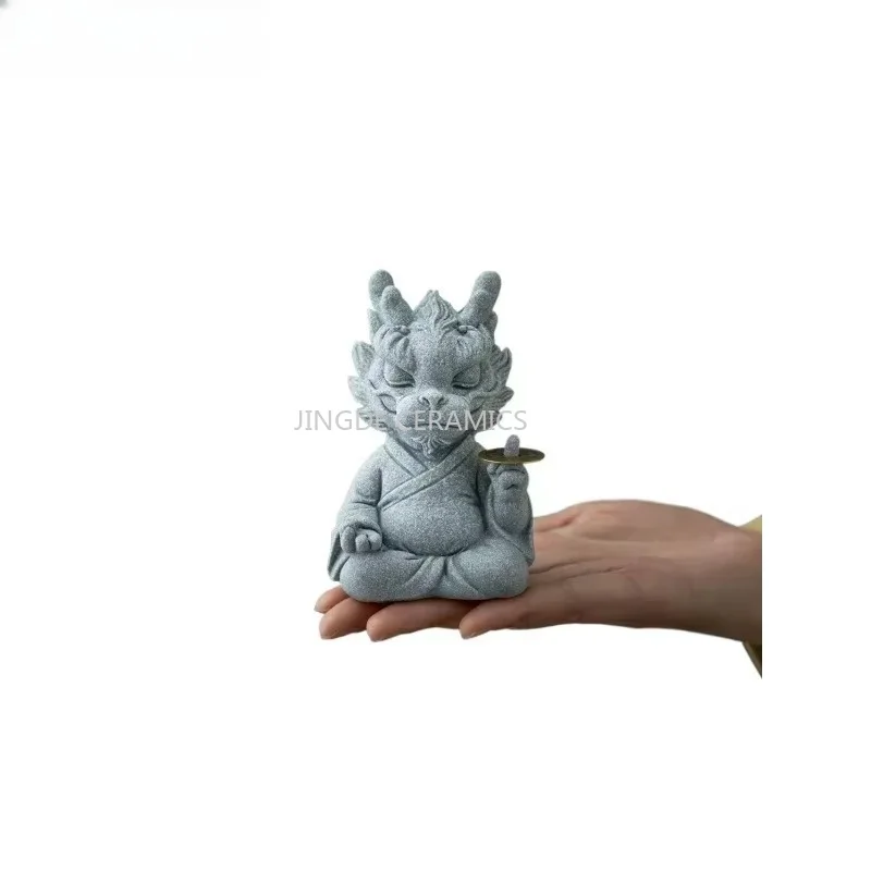 1PCS Premium Green Sandstone Lucky Zodiac Dragon Qilin Tea Pet Ornament Home Desktop Fish Tank Landscape Decoration Gift