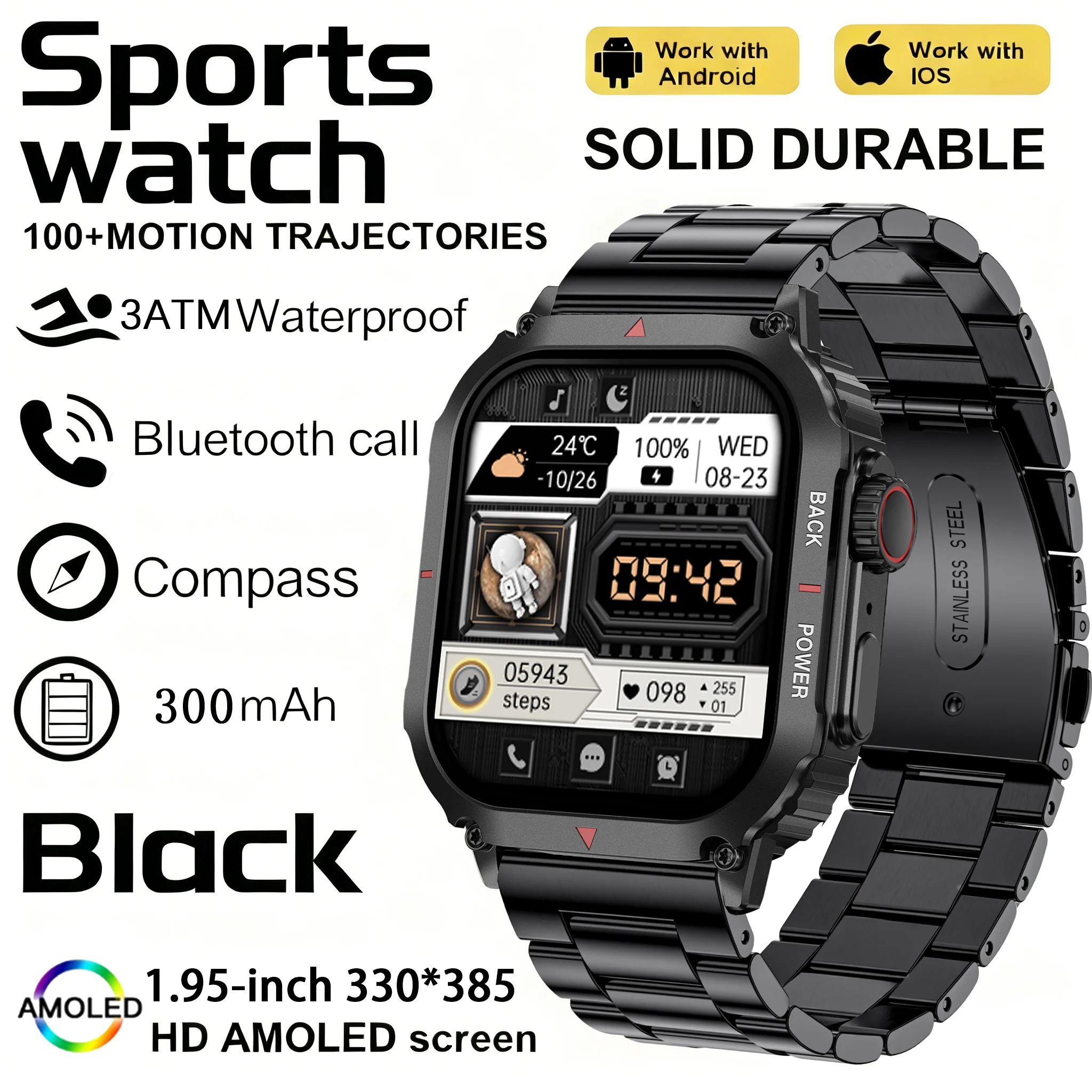 

2025 Новые военные умные часы для мужчин, уличные 1,95 дюйма, Al Voice, Bluetooth-вызов, умные часы-сюрприз, подарок на открытом воздухе для Android и IOS, мужской