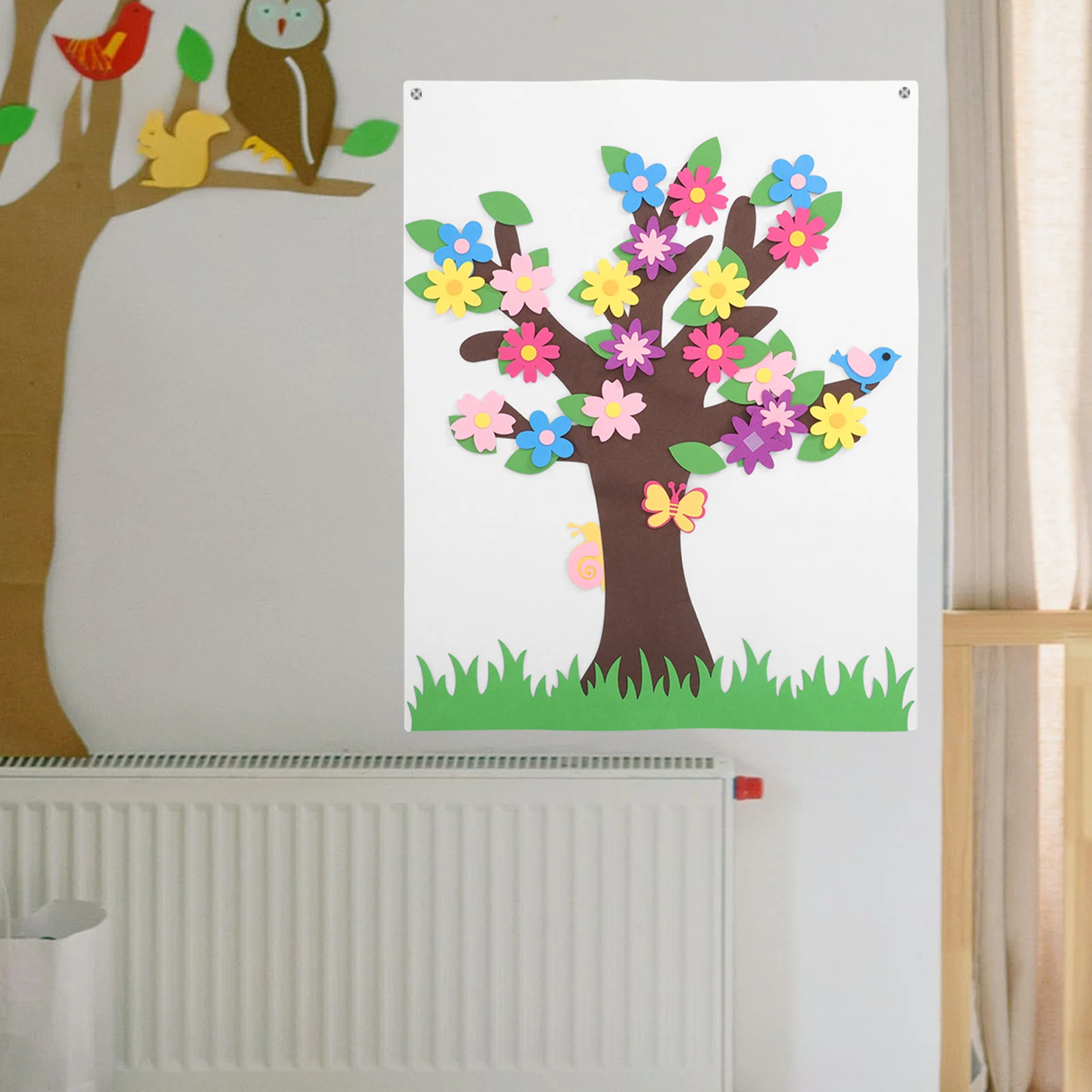 ชุดกระดานผ้าสักหลาดสำหรับเด็ก ชุดทำเรื่องราว DIY ต้นไม้ดอกไม้ ของตกแต่งผนังสำหรับเด็กก่อนวัยเรียน อุปกรณ์ประกอบฉากสำหรับโรงเรียนอนุบาล กิจกรรมผนังผ้าสักหลาดสำหรับเด็กเล็ก