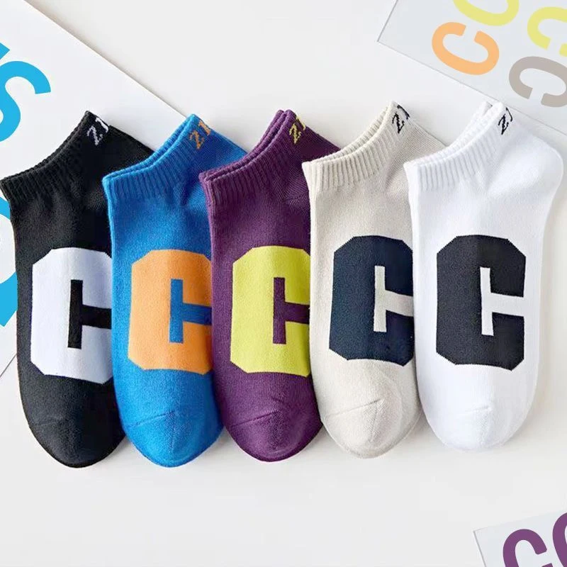 5 Pairs Bright Color Ankle No Show Socks Men Breathable Street Fashion Sport Deodorant Invisible Travel Running Socks