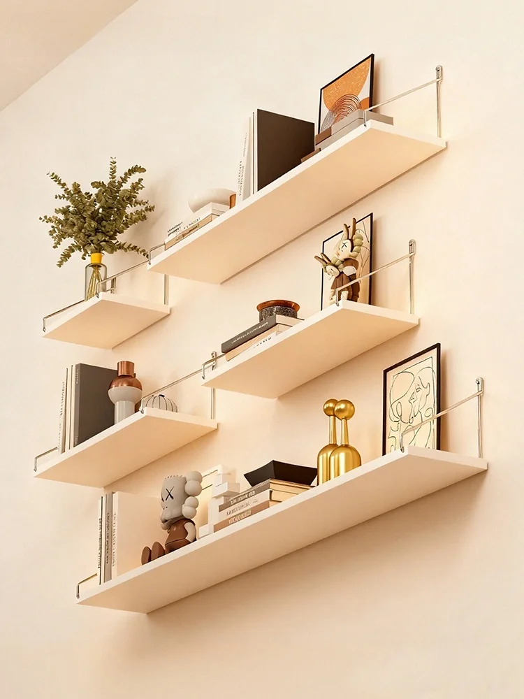 No-Drill Wall Mounted Shelf Living Room Wall Decorative Partition Metal Projection Screen Stand Bookshelf Wall Hanging Rack