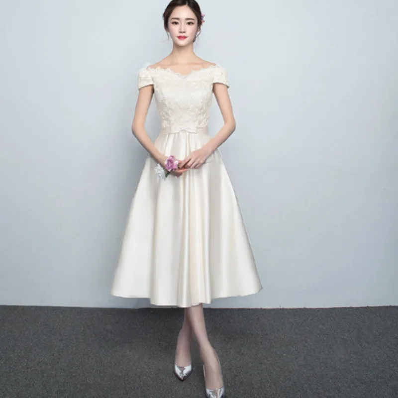 

Prom Dresses DongCMY New Fashion Party 2026 Champange Color Boat Neck Simple A-line Vestidos Elegantes