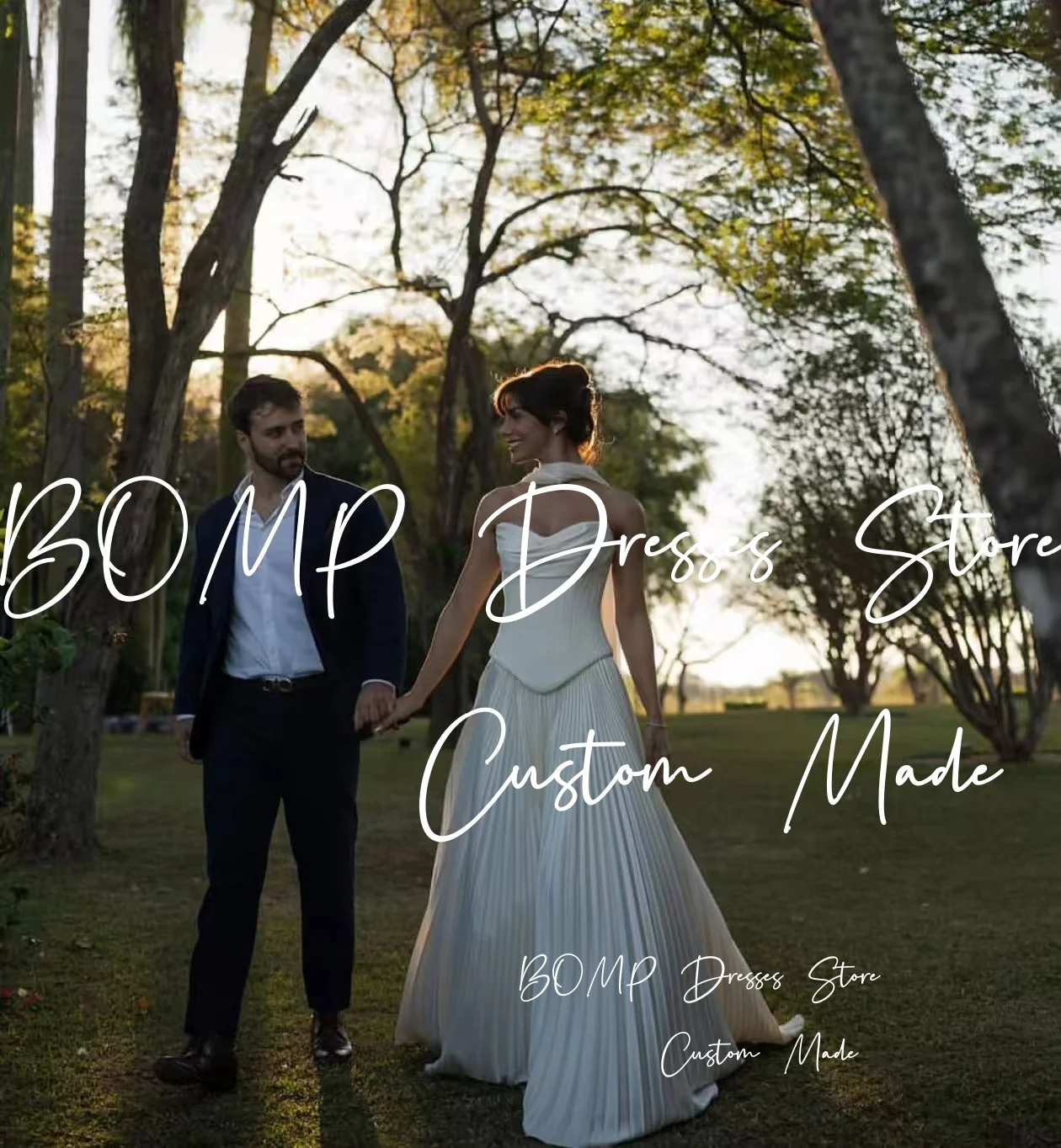 BOMP أنيق مطوي فستان حفلات الزفاف على شكل قلب مشد سويب تراين على شكل حرف a فستان زفاف من الساتان الأبيض مخصص فيستدو دي نوفيا