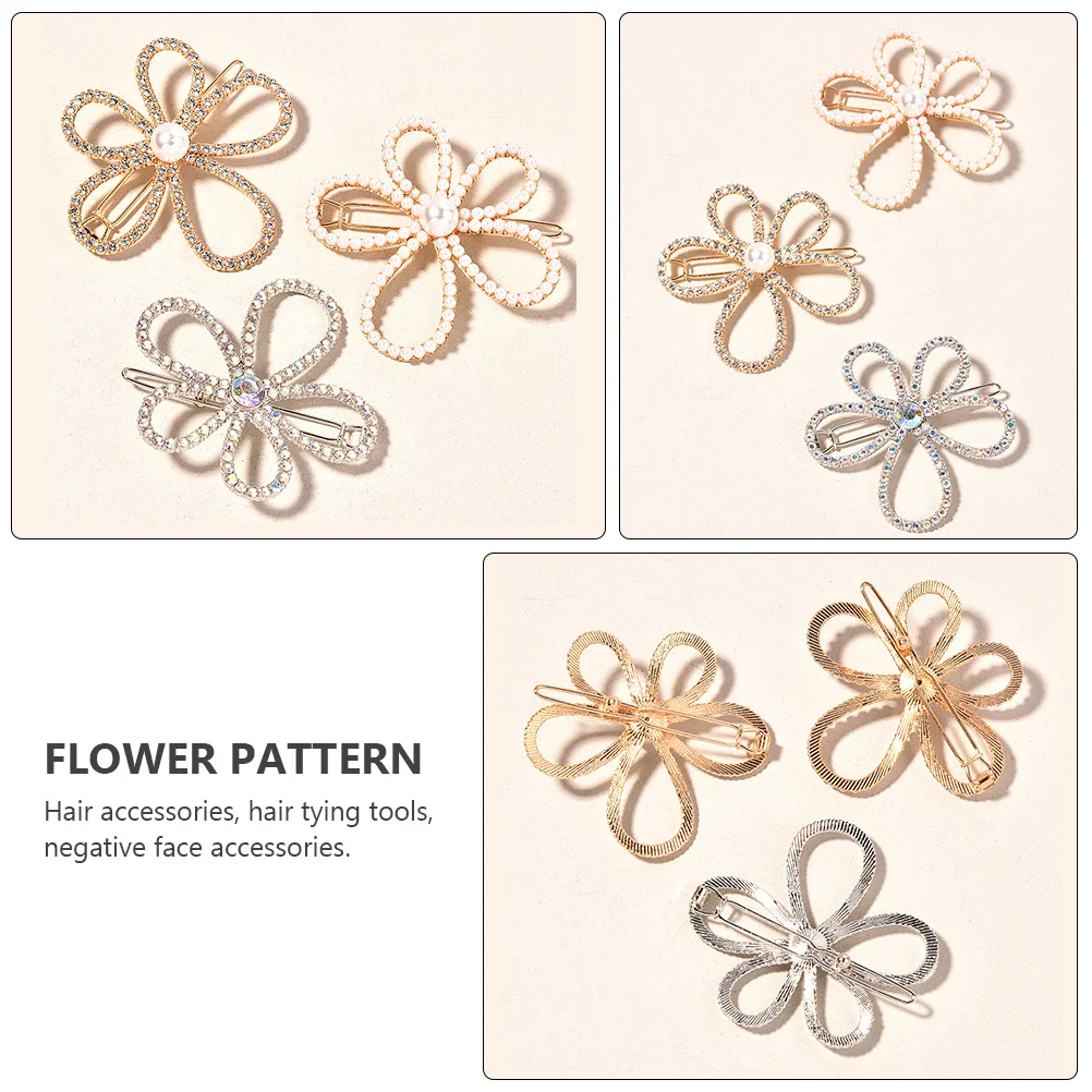 

3pcs Pearl Edge Clip Set Durable Girl Barrette Party Hairpin Alloy Decorative Headdress Flower Side Hair Clip For Birthdays Baby
