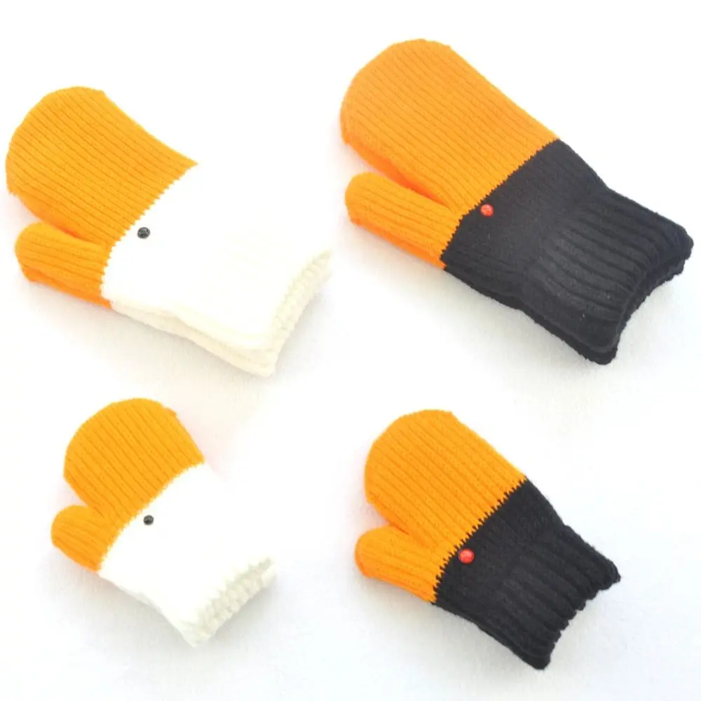 

Funny Knitted Goose Wool Gloves with Thick Velvet Cold Protection Double Layer Gloves Warmth Cute Children Gloves