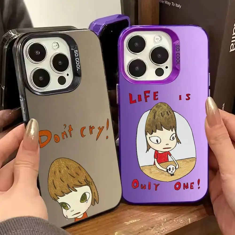 Y-Yoshitomo N-Nara Phone Case For iPhone 17 16 15 14 13 12 11 Pro Max Plus Silver candy Matte Cover
