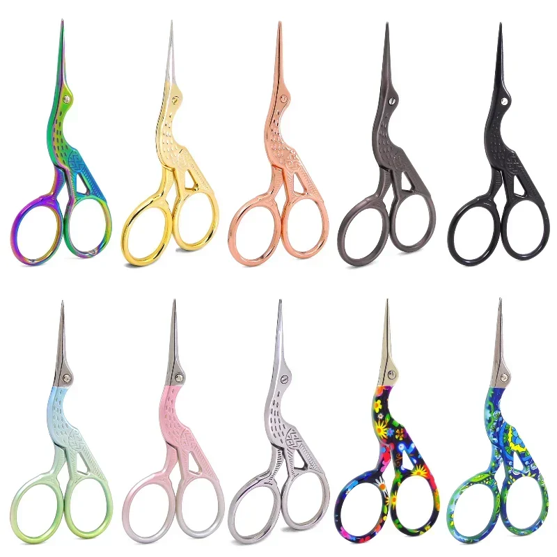 Super Beautiful Print Professional Sewing Scissors Office Supplies Paper Scissors Vintage Pink Mini Stork Scissors Cloth Cutter