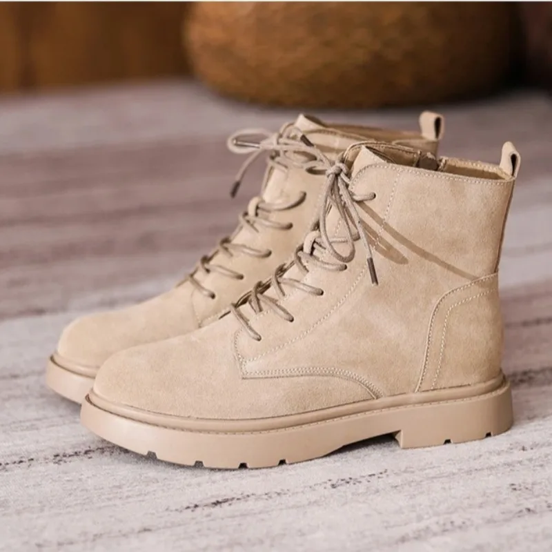 

Luxury Women Real Leather Boot Fashion Platform Ankle Boots for Woman Quality Plush Warm Winter Shoes Designer Shoes Botas Mujer