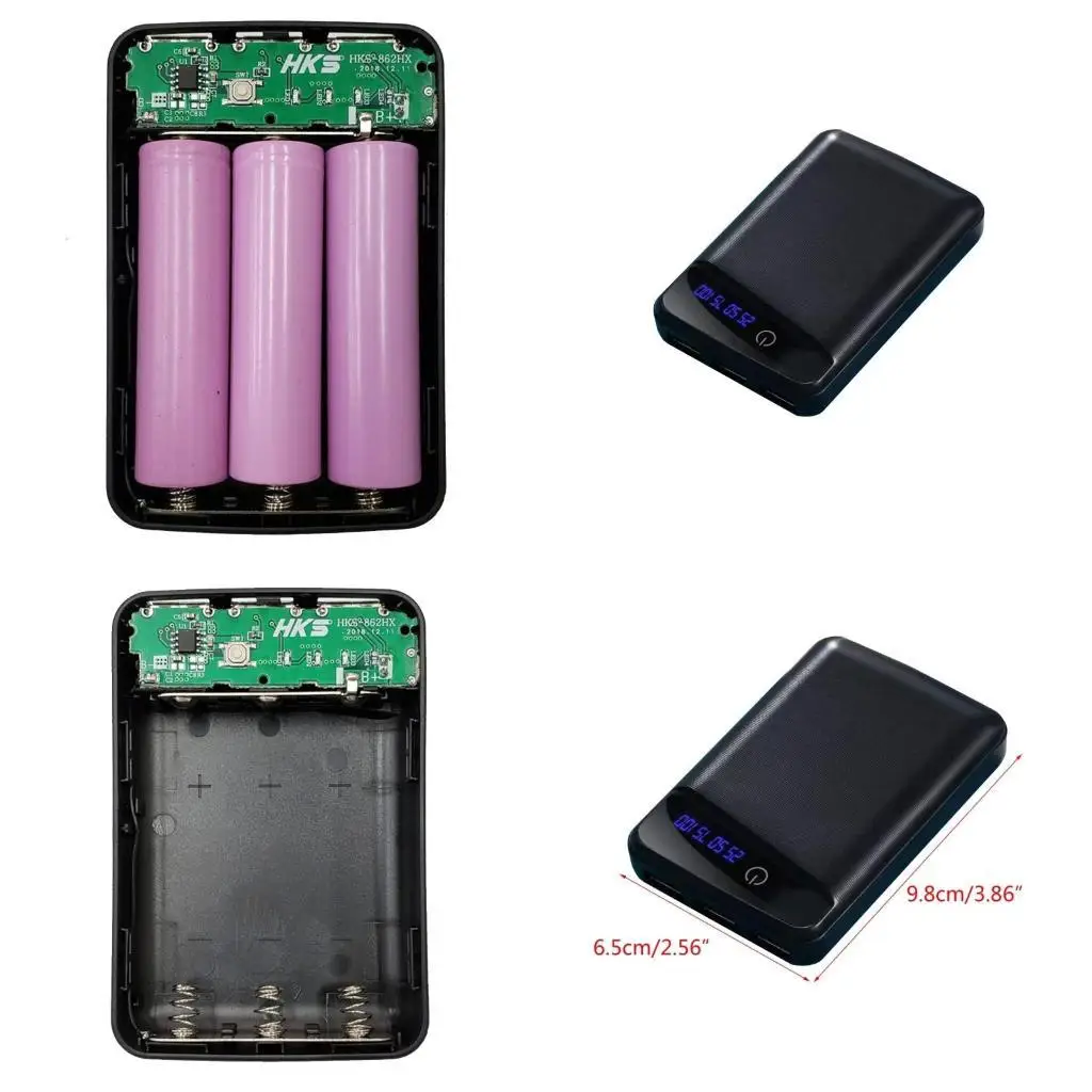 

Y1UB DIY Boxes 3x18650 Battery Fast Outer Cases Plastic Shells 3USB Ports Input Battery Not Included