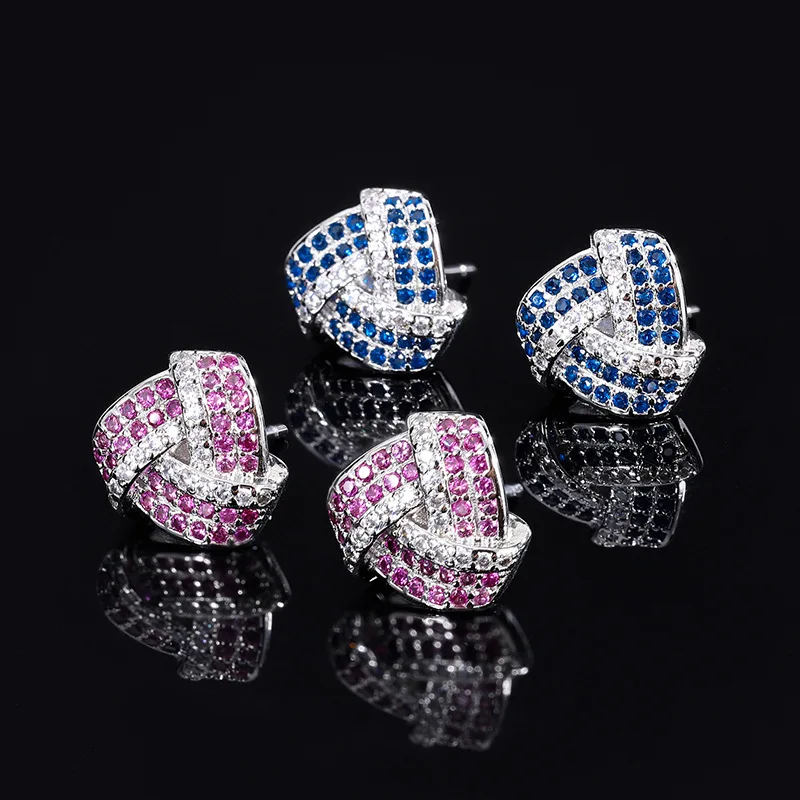 

New European and American Fashion Light Luxury Earrings Geometric Design Sense Colorful Gemstone Earrings for Women Brilliant Oc