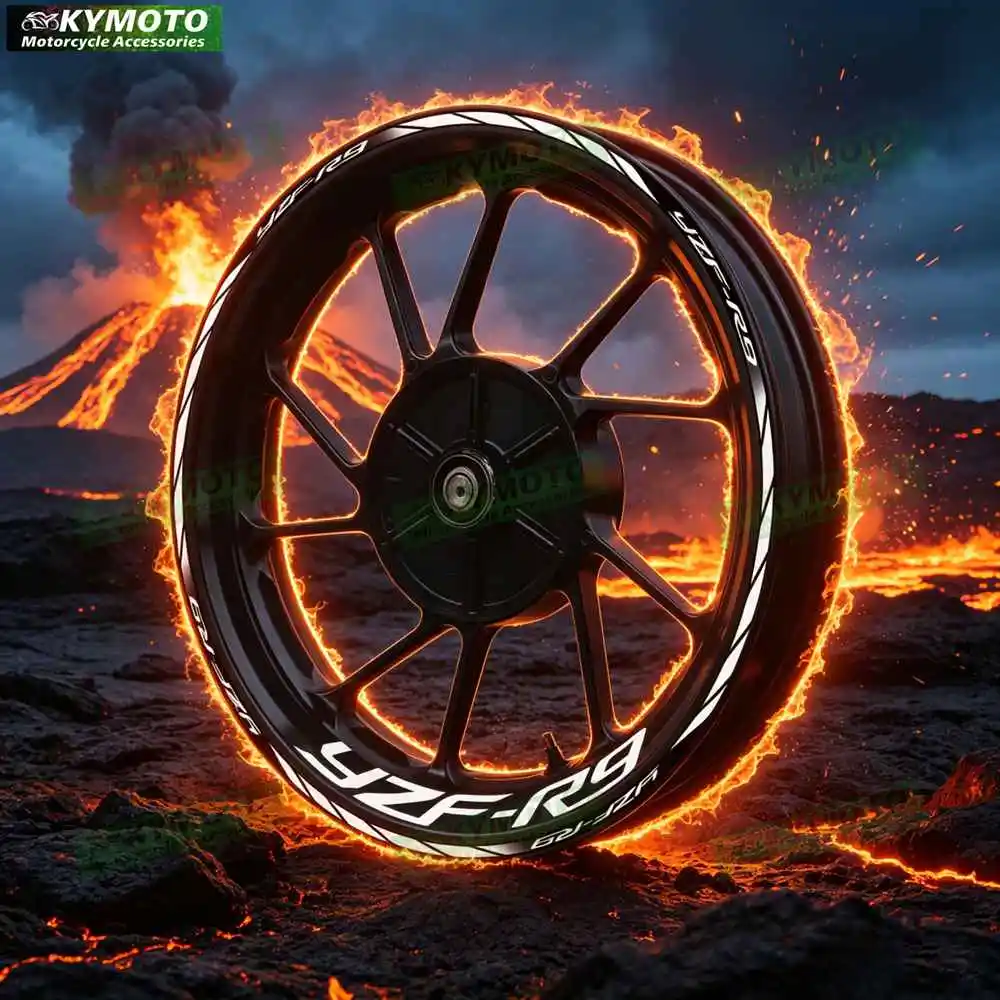 For YZF R9 YZF-R9 Motorcycle 17 Inch Front And Rear Racing Wheel Stickers Car Reflective Rim Motorbike Hub Tape Decal Sticker