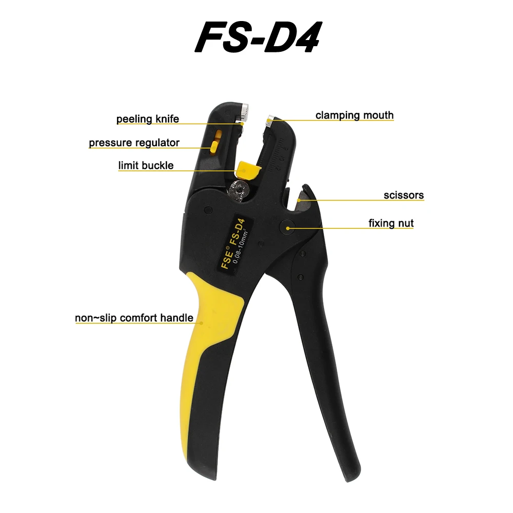 LB-1 Self-Adjusting Insulation Wire Stripper Range 0.03-10mm2 with High Quality Wire Stripping Cutter Flat Nose FS-D3