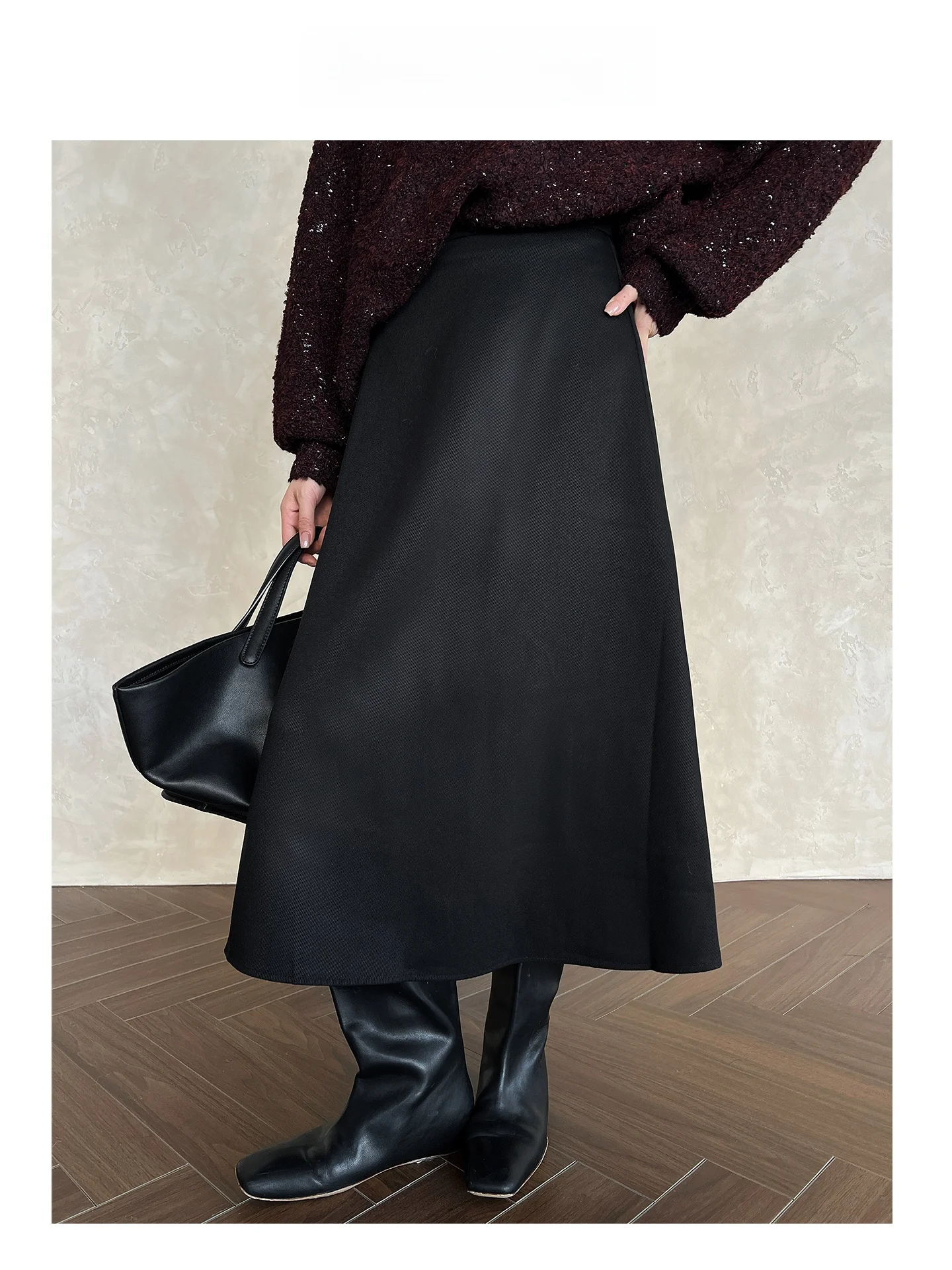 

Areteak Casual A-Line Midi Skirt Women's Polyester Fiber Slimming Versatile Skirts Ci Walk Sle Ele Simple Design