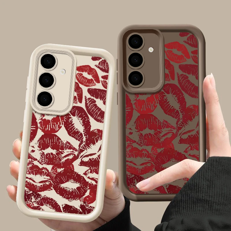 Red Lips Pattern Soft Case For Samsung Galaxy A17 A56 A15 A55 A16 A54 A53 S25 S24 FE S24 S23 S22 Ultra Plus S25 Edge Phone Cover - náhled 6
