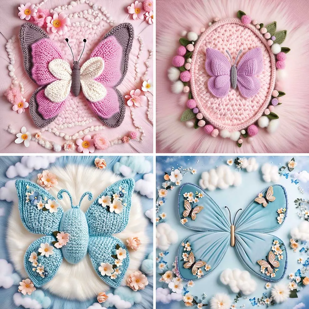 

MOON.QG Newborn Photography Backdrop Butterfly Flower Baby Shooting Props Background 3D Professional Studio Wallpaper Photobooth