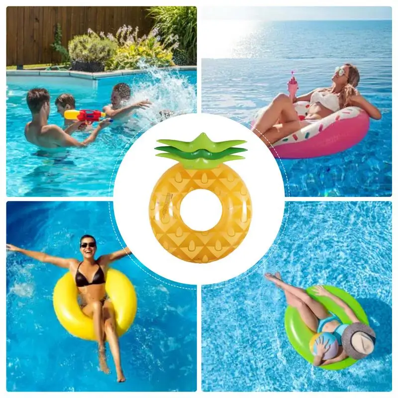 Flotador inflable con forma de piña para piscina, PVC, cómodo, portátil, con respaldo