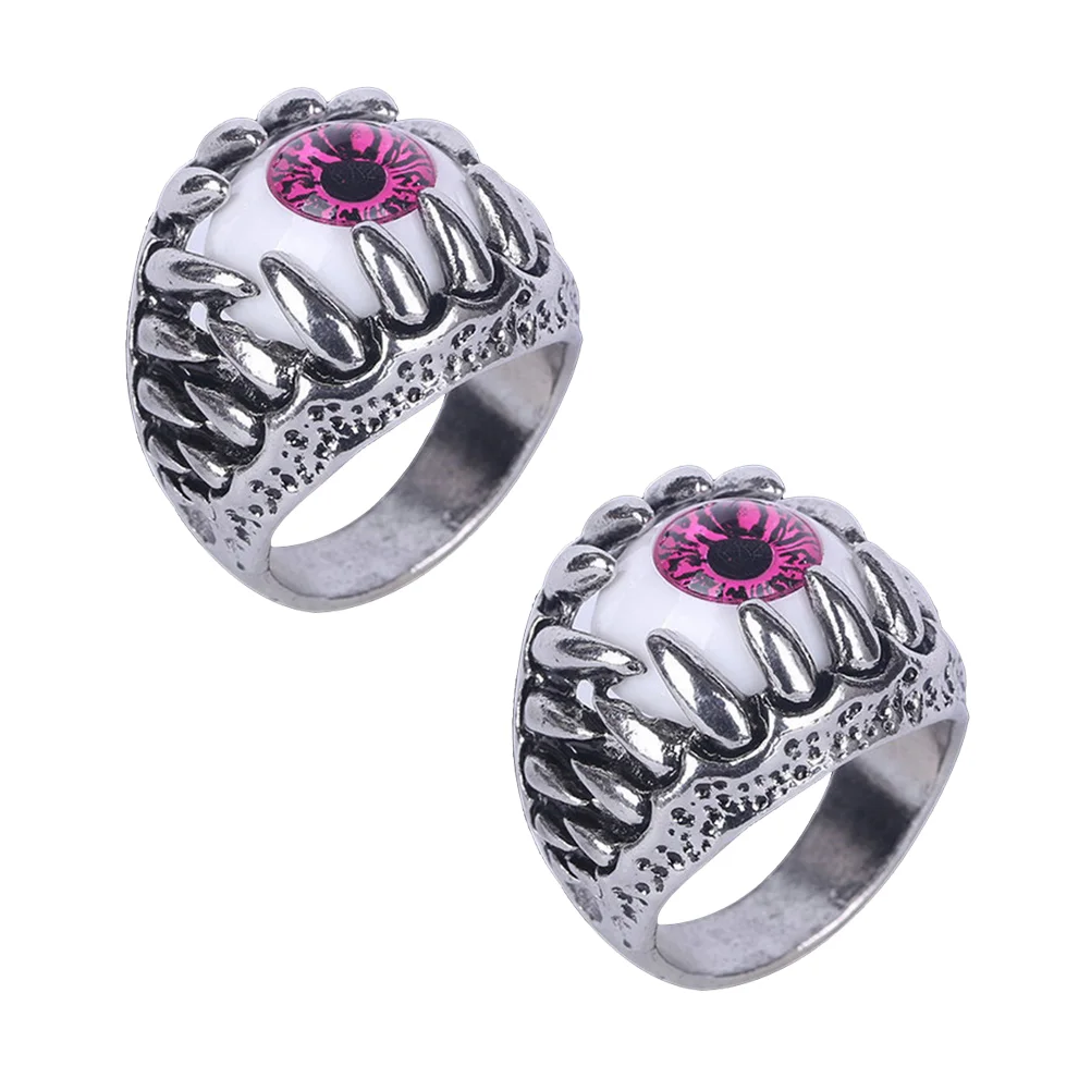 

2 Pcs Evil Ring Men Mens European and American Eye Skull Eyeball Man Rings