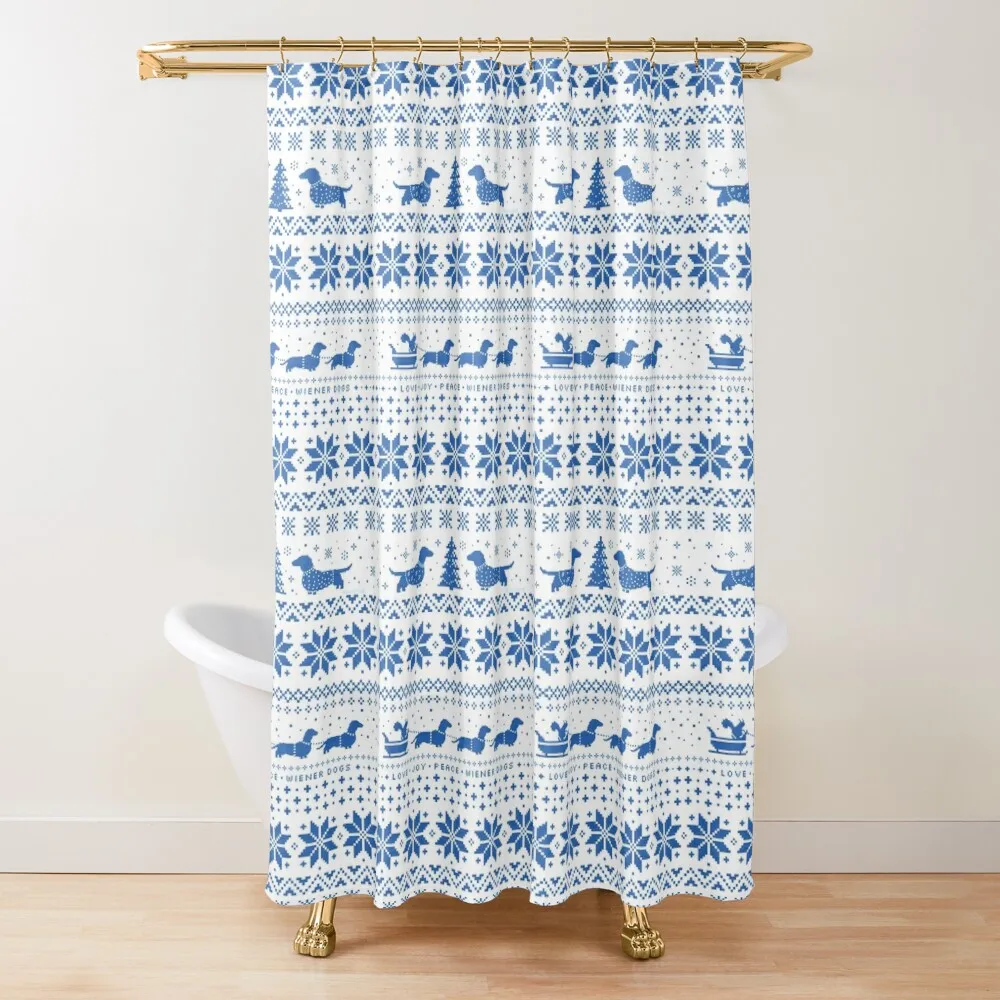 

Love Joy Peace Wiener Dogs Blue and White Holiday Pattern Shower Curtain Anime Shower Cute Shower Curtain
