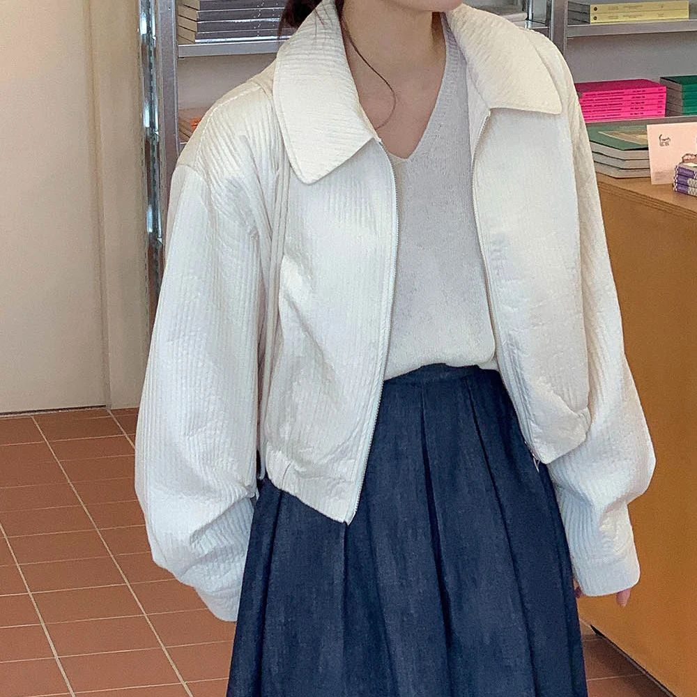 

Простой Sli, корейский Sle ort Jaet, воротник на молнии, осень-зима, Новое поступление, женская универсальная верхняя одежда, чистый цвет