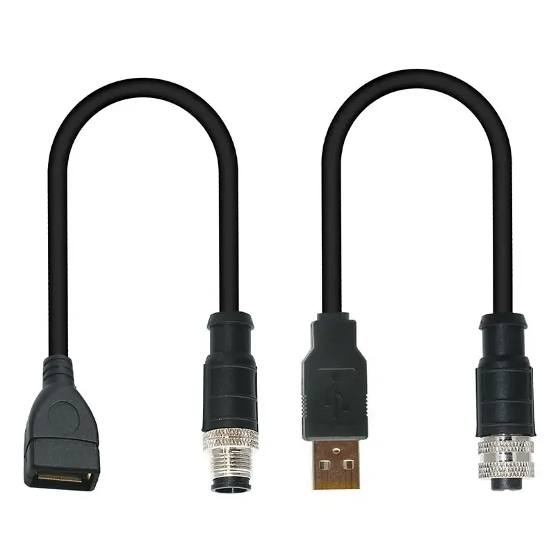 M12 to USB Connector Cable 4 5 Pin to USB Scanner Cable Industrial Camera Wire Plug 1-10M USB to M12 Male Female Extension Line